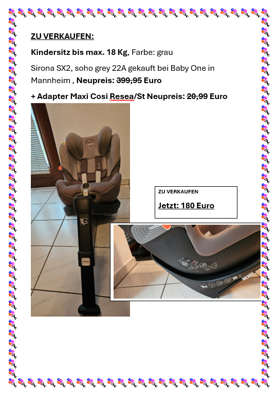 Kindersitz Cybex Sirona SX2 i-Size (Soho Grey) + Adapter – Wie neu! 1 Kindersitz zu verkaufen