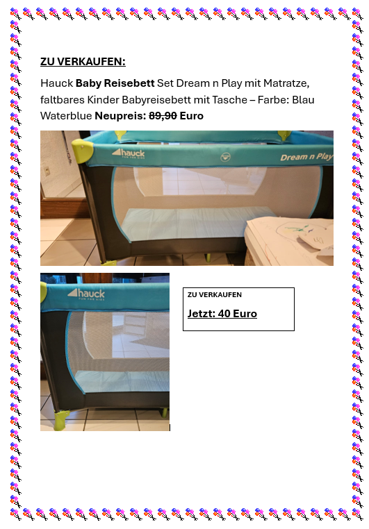 Reisebett zu verkaufen